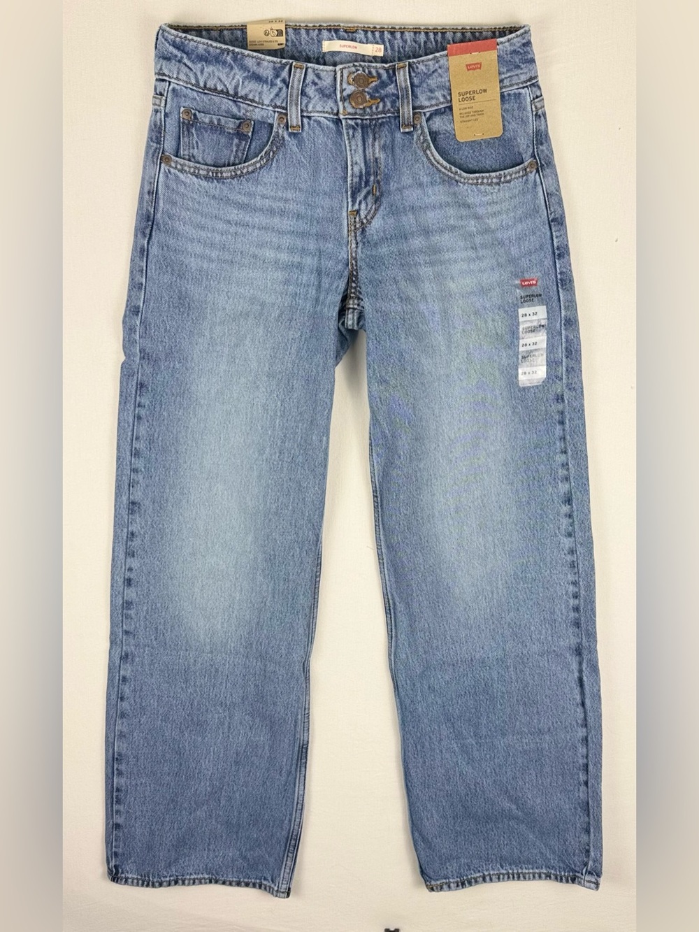 Levi's Superlow Loose Straight Leg Jeans Blue Waist 28 NWT
